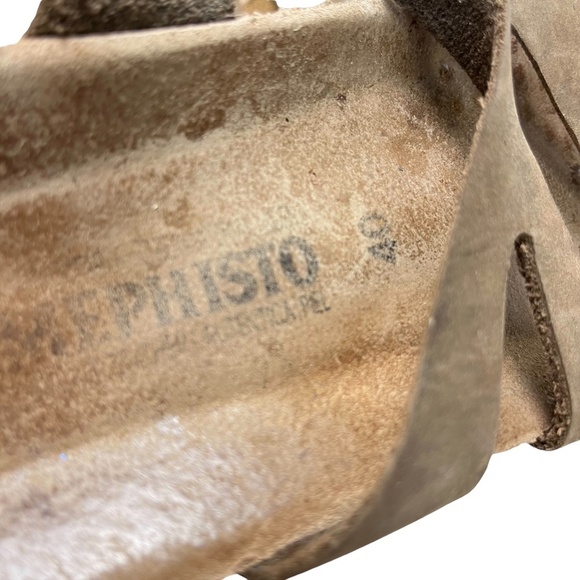 MEPHISTO Taupe Brown Genuine Leather Sandals Slides Flip Flops Casual Shoes 40 - Picture 14 of 16